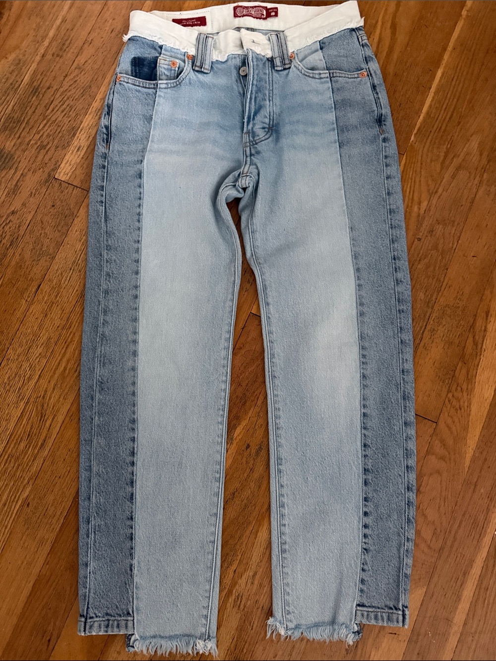 Lucky Brand 90s Loose Two-Tone High Rise Crop Jeans